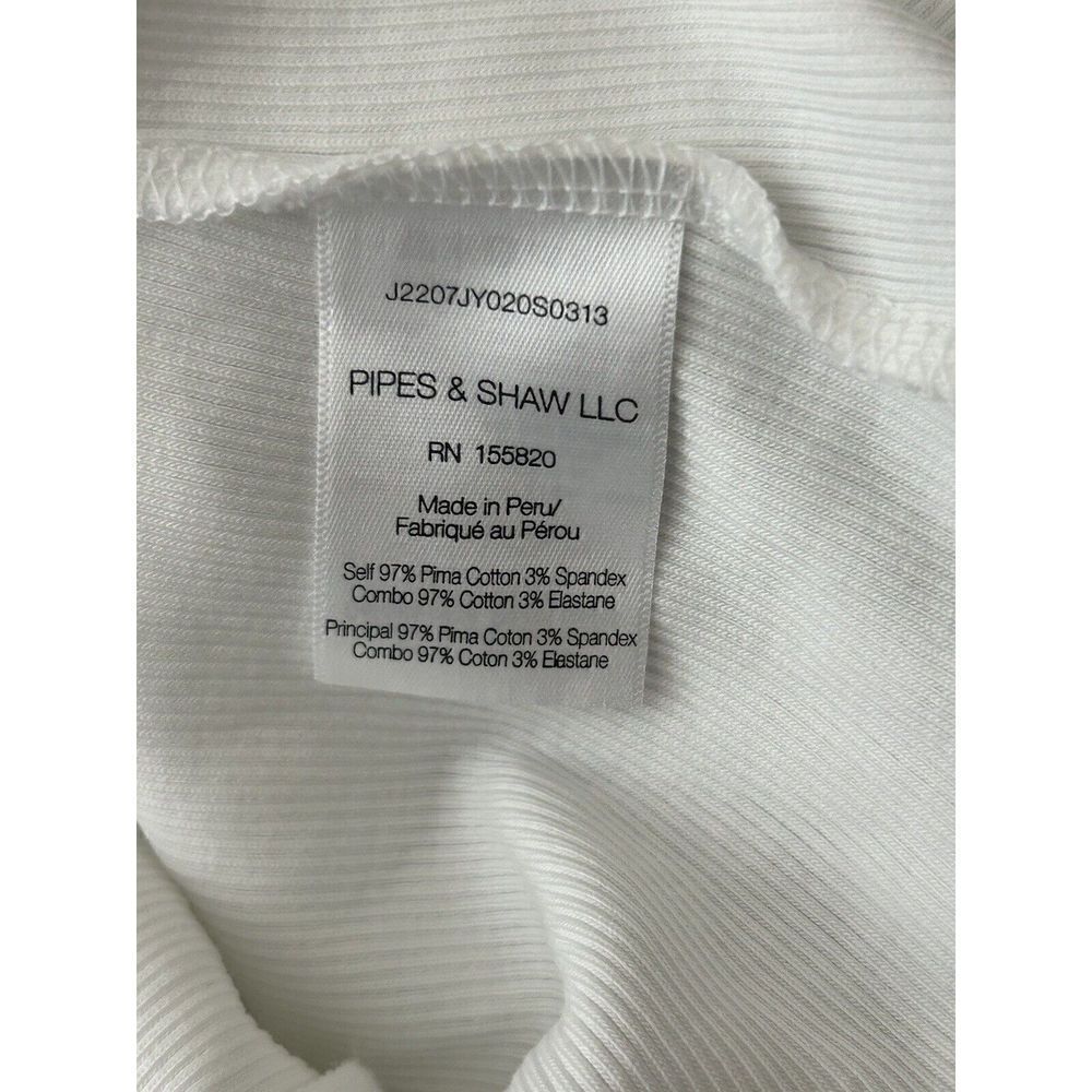 VERONICA BEARD Jeans Gidea White Ribbed Rib Knit Ruffle Cotton Poplin Top M - Picture 10 of 10